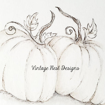 Digital Print Halloween Pumpkins No.7 Pen & Ink Miniature Instant Download