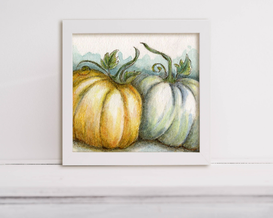 Digital Print Halloween Pumpkins No.7 Watercolor Miniature Instant Download