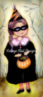 Digital Print Halloween Treats Girl No.1 Watercolors Instant Download