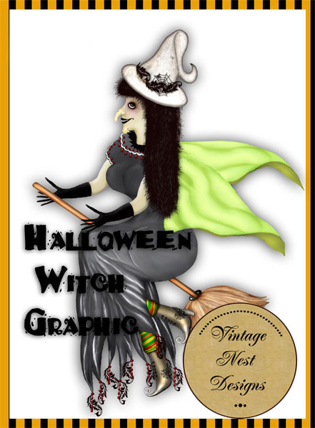 Digital Print Halloween Witch Graphic No.1 Illustration Instant Download