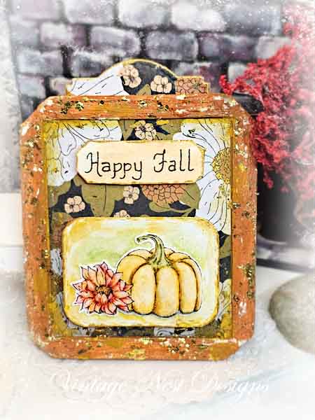 Miniature Happy Fall No.1:1 Handmade for Dollhouse Wooden Framed Art