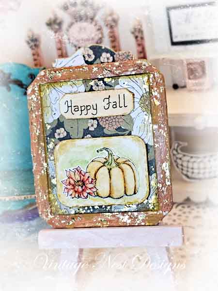 Miniature Happy Fall No.1:1 Handmade for Dollhouse Wooden Framed Art