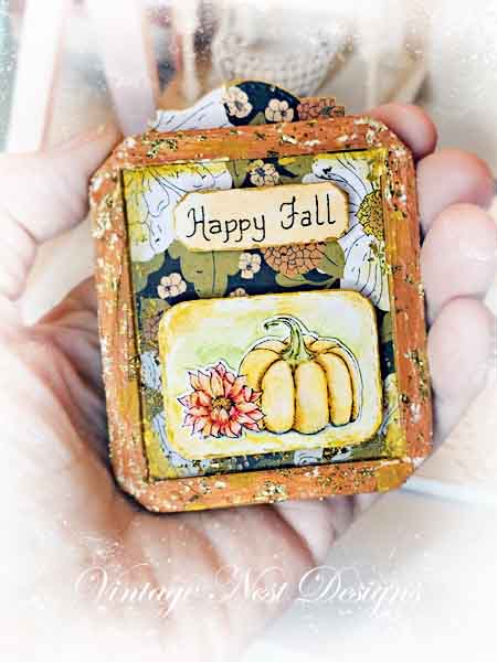 Miniature Happy Fall No.1:1 Handmade for Dollhouse Wooden Framed Art