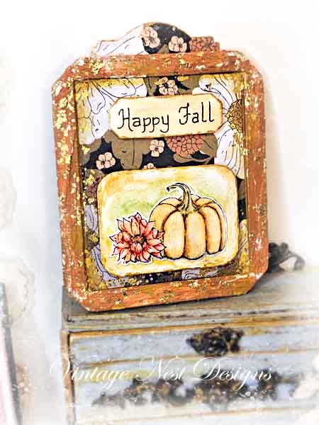 Miniature Happy Fall No.1:1 Handmade for Dollhouse Wooden Framed Art