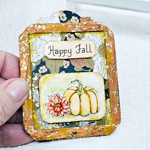 Miniature Happy Fall No.1:1 Handmade for Dollhouse Wooden Framed Art