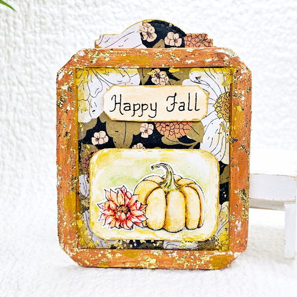 Miniature Happy Fall No.1:1 Handmade for Dollhouse Wooden Framed Art