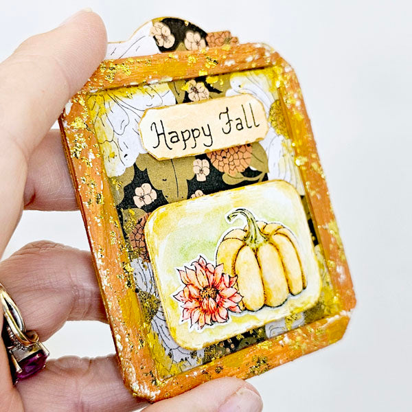 Miniature Happy Fall No.1:1 Handmade for Dollhouse Wooden Framed Art