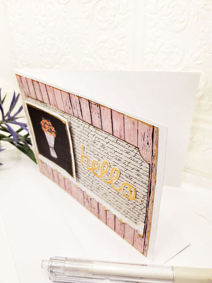 Hello Card No.1 Greeting Blank Inside Handmade One of a Kind