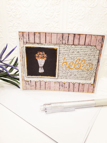 Hello Card No.1 Greeting Blank Inside Handmade One of a Kind