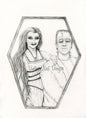 Digital Print Herman & Lilly Munster Halloween Pencil Drawing Instant Download
