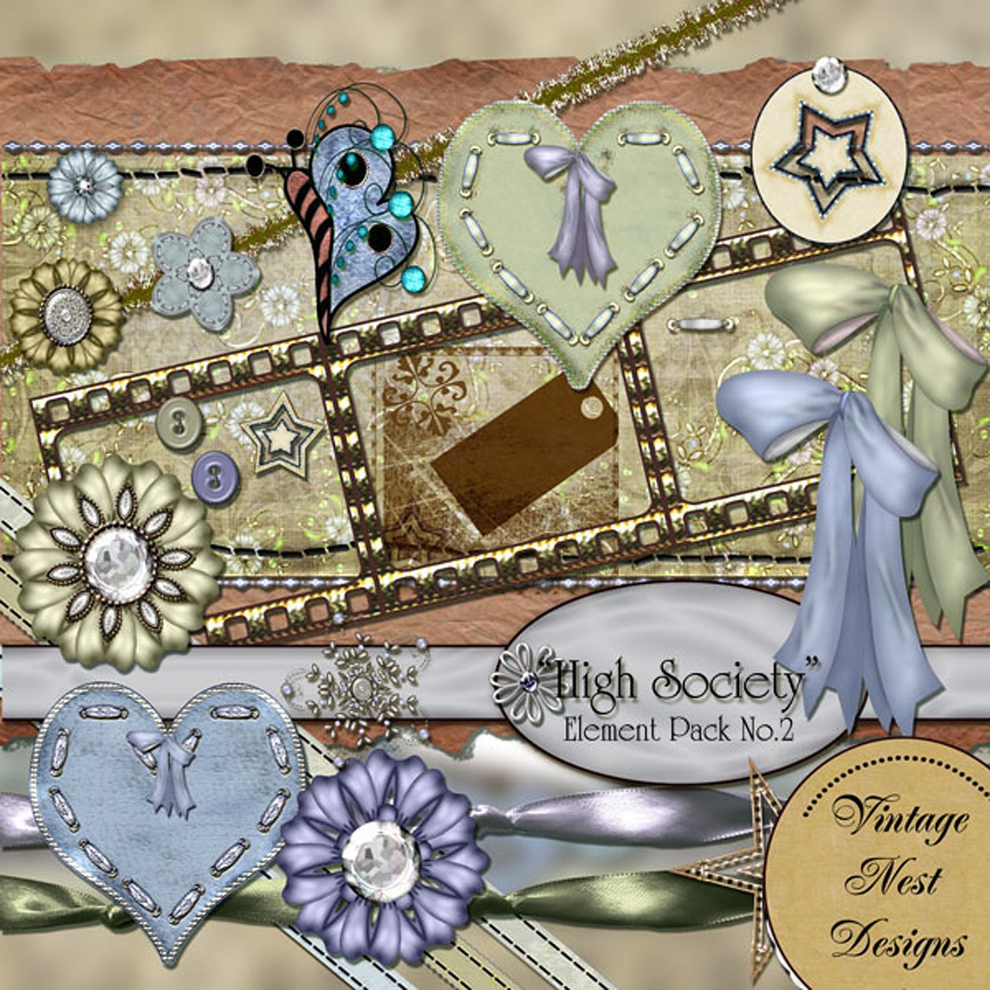 Digital Scrapbooking High Society Kit No.2 Instant Download
