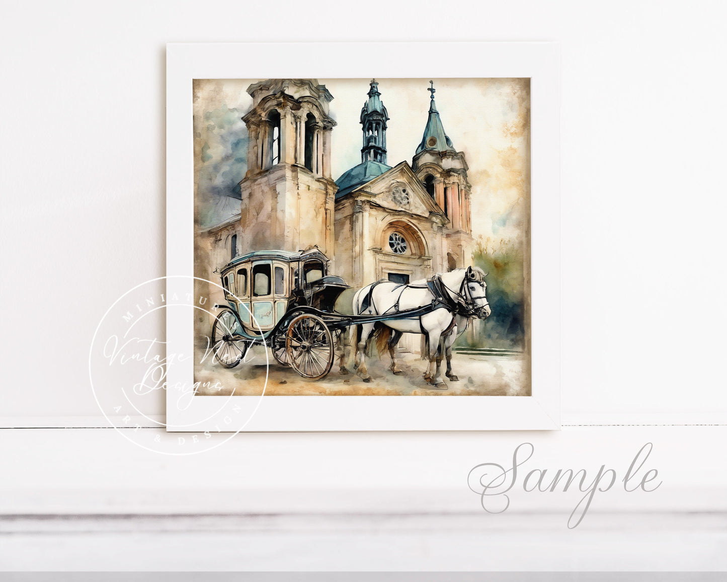 Digital Print Horse & Carriage No.1 Instant Download Illustration