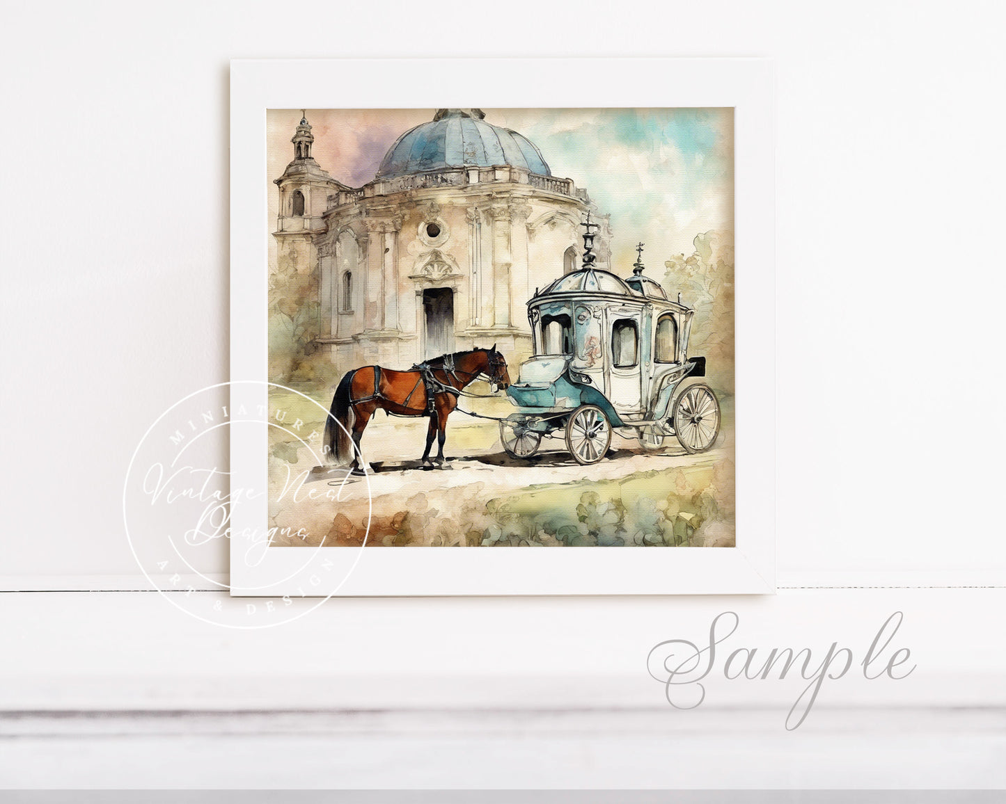 Digitaler Druck Pferd & Kutsche Nr.3 Sofort-Download Illustration