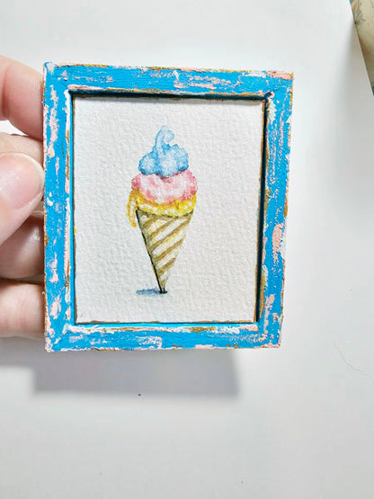 Miniature Ice Cream Cone No.1-5 Dollhouse Wall Decor 1:12 Scale Diorama Shadow Box
