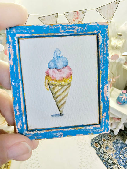 Miniature Ice Cream Cone No.1-5 Dollhouse Wall Decor 1:12 Scale Diorama Shadow Box