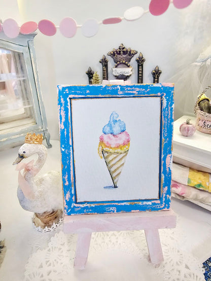 Miniature Ice Cream Cone No.1-5 Dollhouse Wall Decor 1:12 Scale Diorama Shadow Box