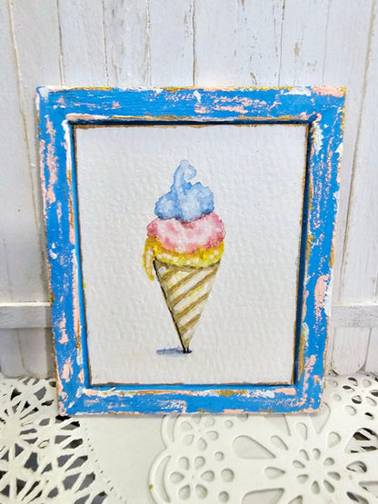 Miniature Ice Cream Cone No.1-5 Dollhouse Wall Decor 1:12 Scale Diorama Shadow Box