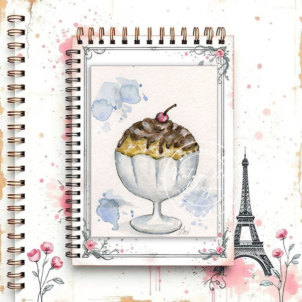 Digital Print Ice Cream Dish No.2 ACEO  Watercolor Instant Download