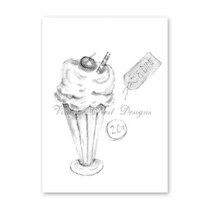 Digital Print Ice Cream Dish No.4 Pencil Drawing Instant Download