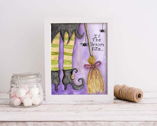 Digital Prints Witch If the Broom Fits No.1 Watercolor Painting