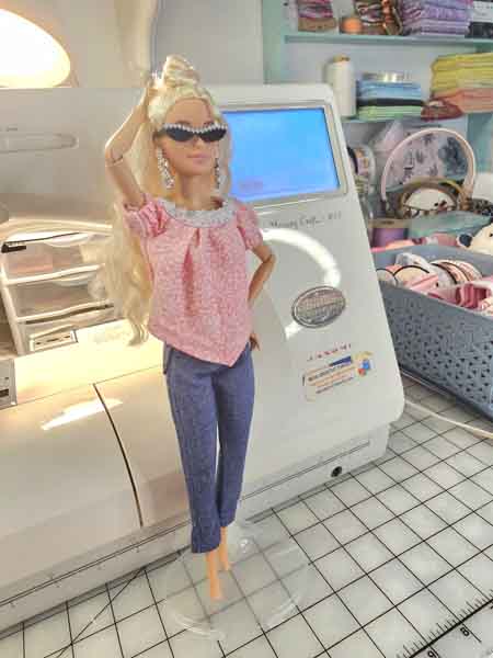 Miniature Fashion Barbie Doll Jeans Floral Top No.1 Handmade 12" Scale
