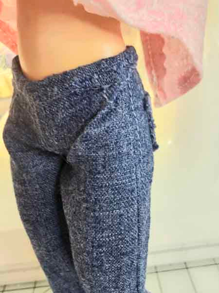 Miniature Fashion Barbie Doll Jeans Floral Top No.1 Handmade 12" Scale