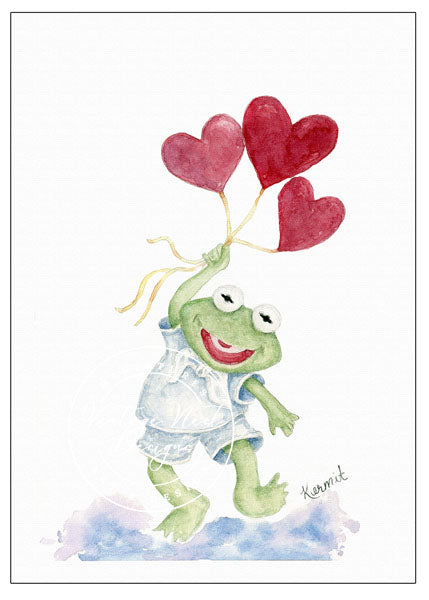 Digital Print Kermit No.1 Childrens Character Watercolor Painting Instant Download