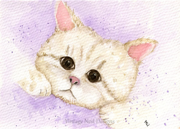 Digital Print Kitten No.4 Watercolor Painting Instant Download