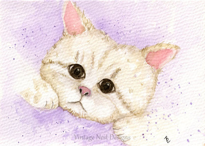 Digital Print Kitten No.4 Watercolor Painting Instant Download