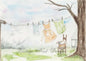 Digital Print Laundry Days No.2 ACEO Watercolor Instant Download