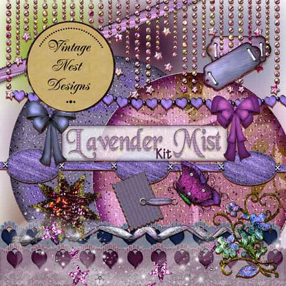 Digital Scrapbooking Lavender Mist Kit Instant Download