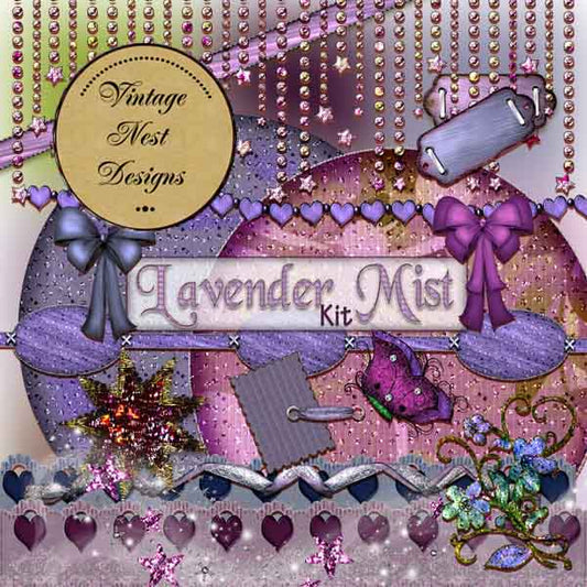 Digital Scrapbooking Lavender Mist Kit Instant Download