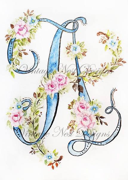 Digital Print Letter A No.1 Watercolor Painting Instant Download
