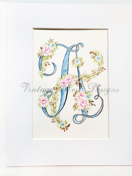 Digital Print Letter A No.1 Watercolor Painting Instant Download