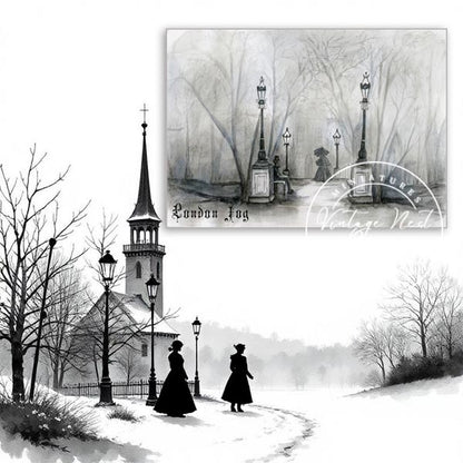 Digital Print London Fog No.1 Watercolor Instant Download