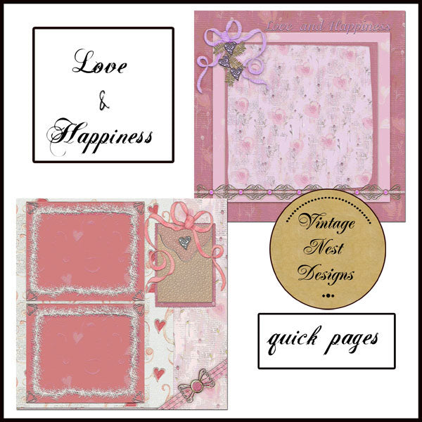 Digital Scrapbooking Love & Happiness Quick Pages No.1 Instant Download