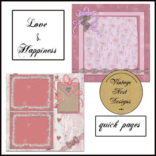 Digital Scrapbooking Love & Happiness Quick Pages No.1 Instant Download