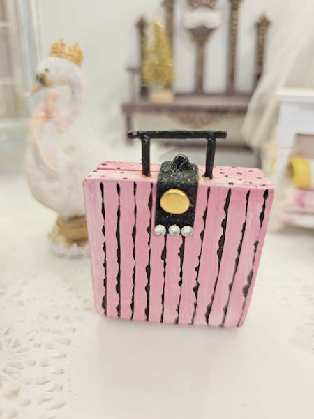 Miniature Luggage Suitcase No.55 for Dollhouse Decor Shadow Box Diorama