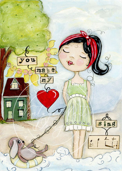 Digital Print You Make My Heart Sing No.1 Acrylic Painting Instant Download