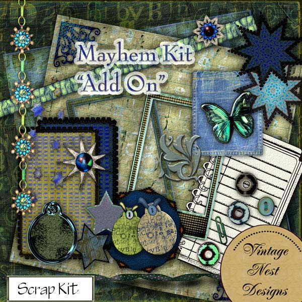 Digital Scrapbooking Mayhem Add On Kit Illustration Instant Download