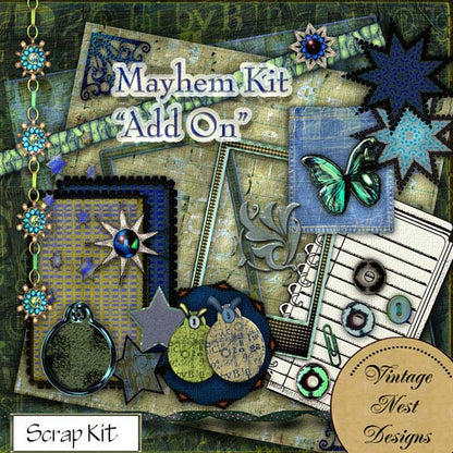 Digital Scrapbooking Mayhem Add On Kit Illustration Instant Download