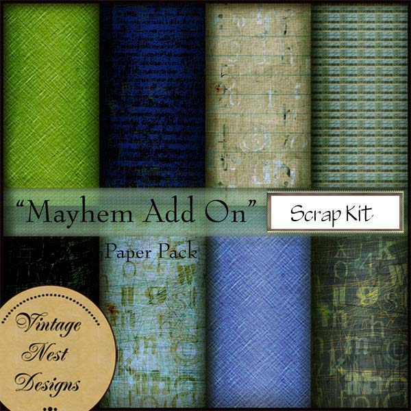 Digital Scrapbooking Mayhem Add On Kit Illustration Instant Download