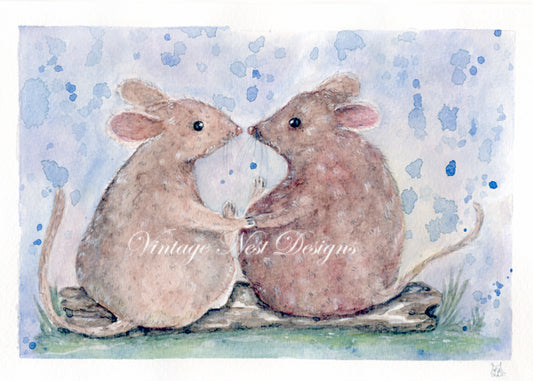 Digital Print Mice No.9 Watercolor Painting Instant Download