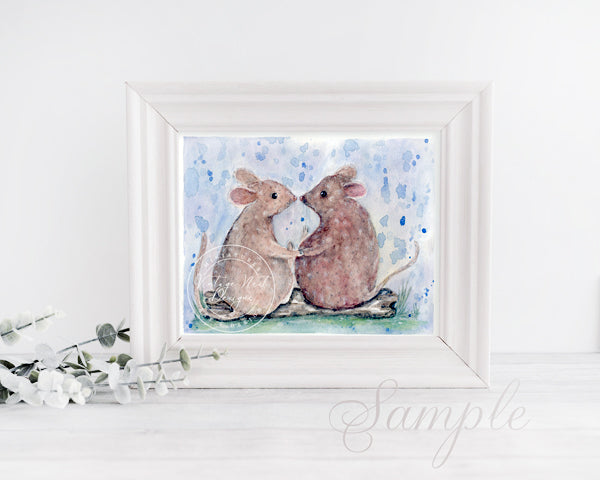 Digital Print Mice No.9 Watercolor Painting Instant Download