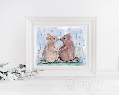 Digital Print Mice No.9 Watercolor Painting Instant Download