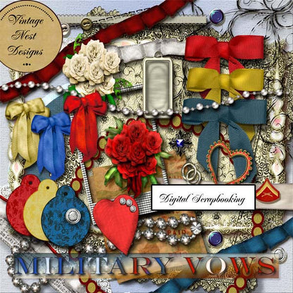 Digital Scrapbooking Military Vows Kit Instant Download
