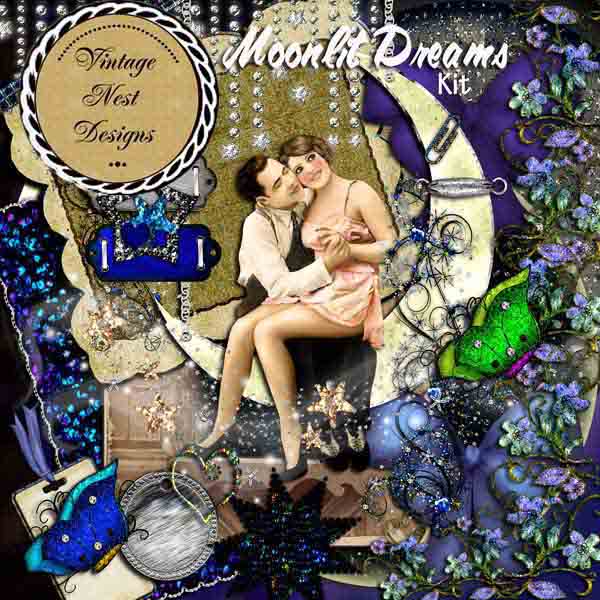 Digital Scrapbooking Moonlit Dreams Kit Instant Download