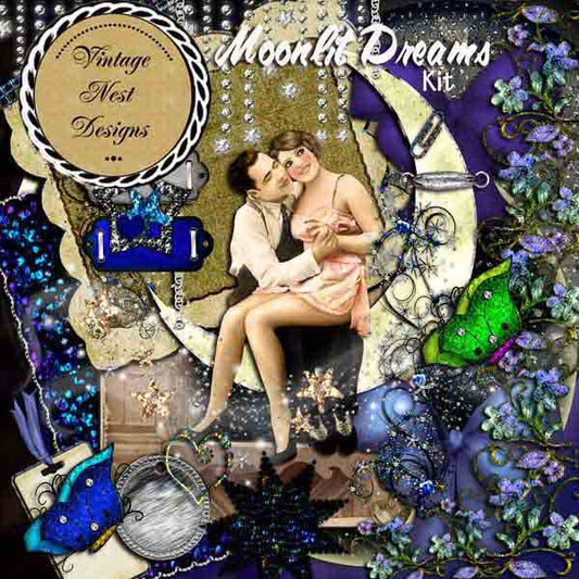 Digital Scrapbooking Moonlit Dreams Kit Instant Download
