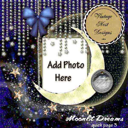 Digital Scrapbooking Moonlit Dreams Quick Page No.3 Instant Download