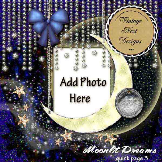 Digital Scrapbooking Moonlit Dreams Quick Page No.3 Instant Download